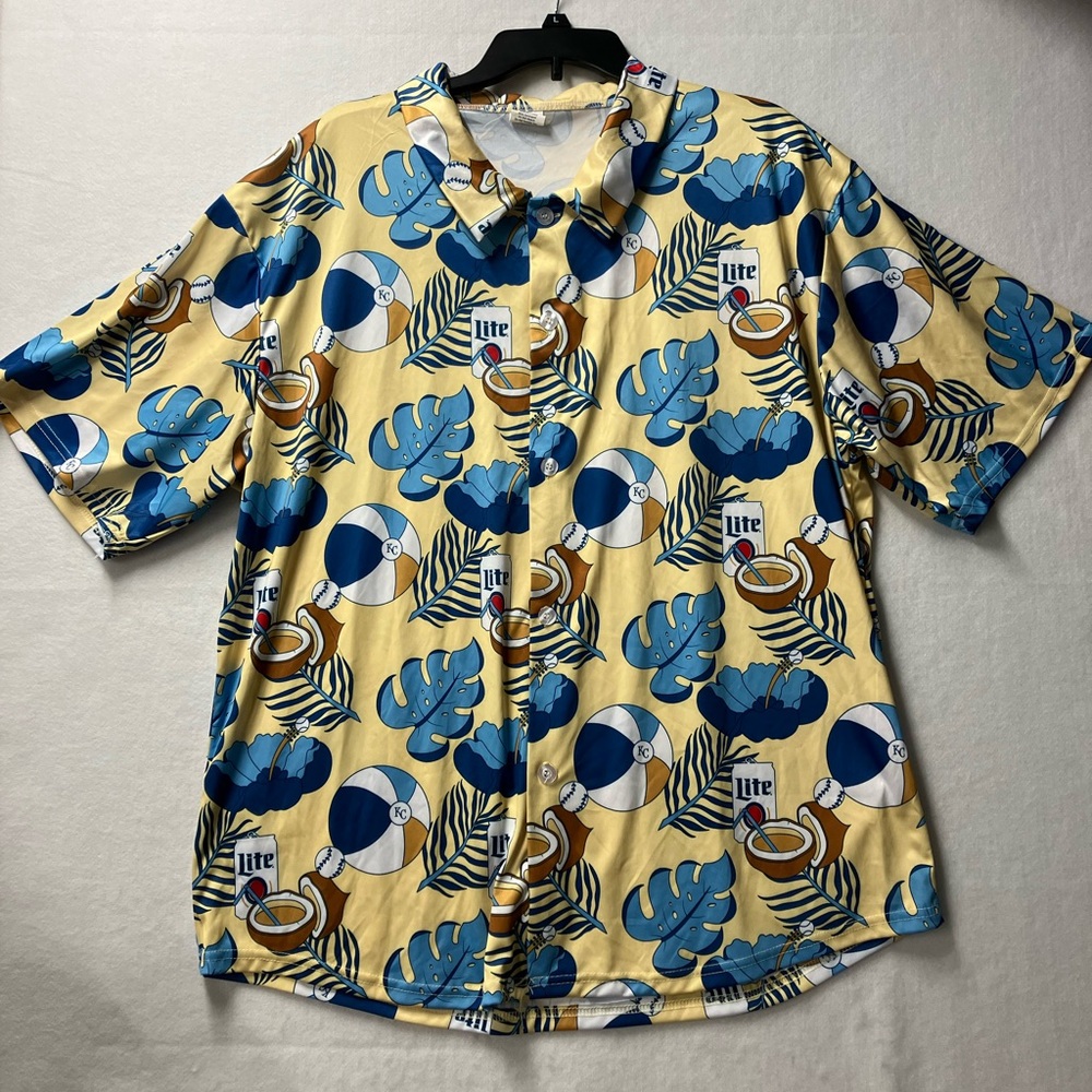 Kansas City Royals Shirt Mens XL Hawaiian Print Miller Light Party SGA MLB